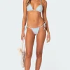 Didi Distressed Denim String Bikini Bottom