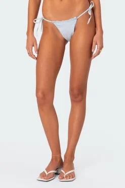 Didi Distressed Denim String Bikini Bottom