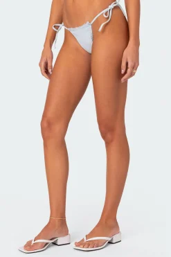 Didi Distressed Denim String Bikini Bottom