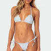 Didi Distressed Denim Triangle Bikini Top