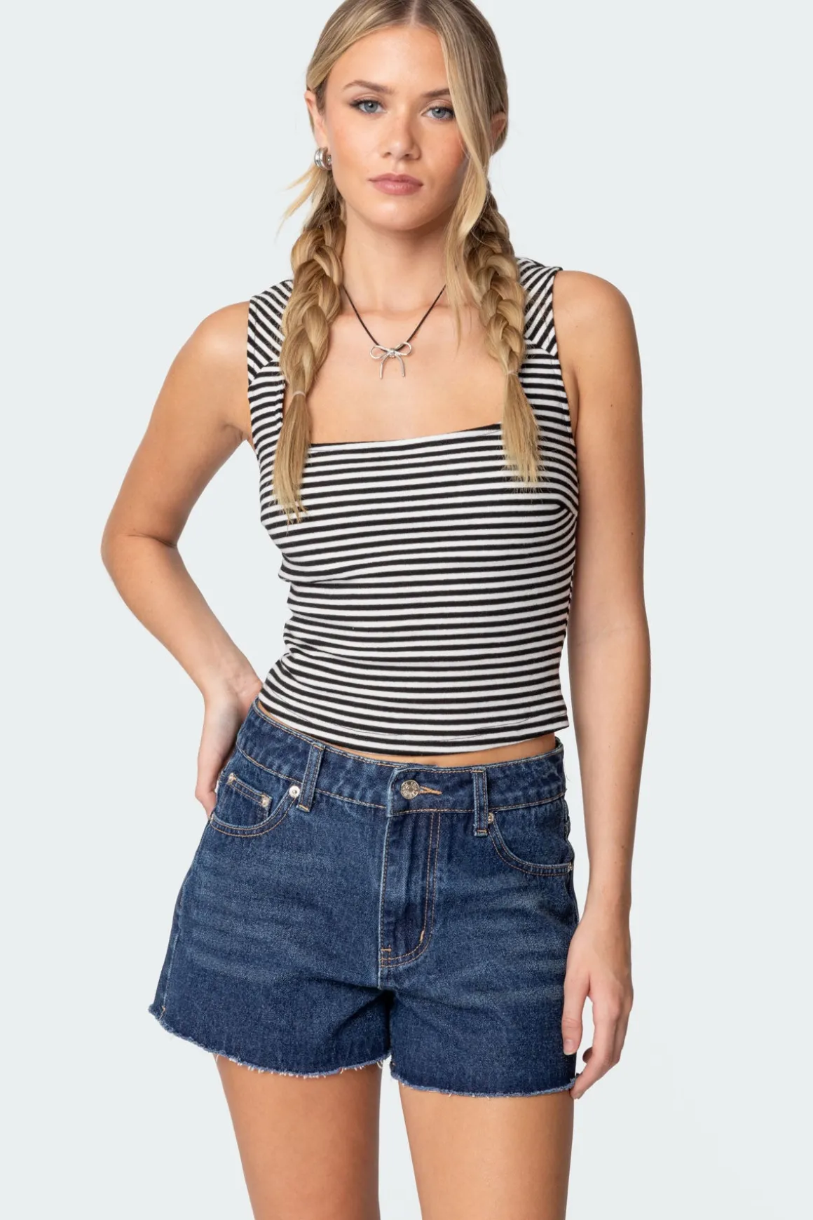 Dillan Striped Square Neck Top