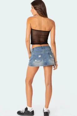 Distressed Denim Mini Skirt