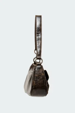 Distressed Faux Leather Buckle Bag