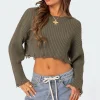 Distressed Hem Oversized Cropped Sweater