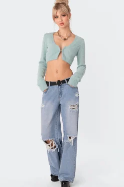 Distressed Low Rise Boyfriend Jeans