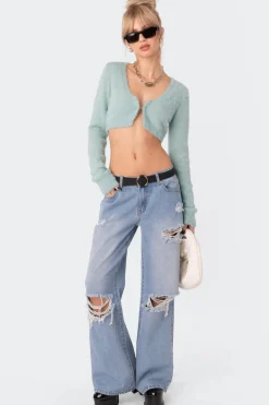 Distressed Low Rise Boyfriend Jeans