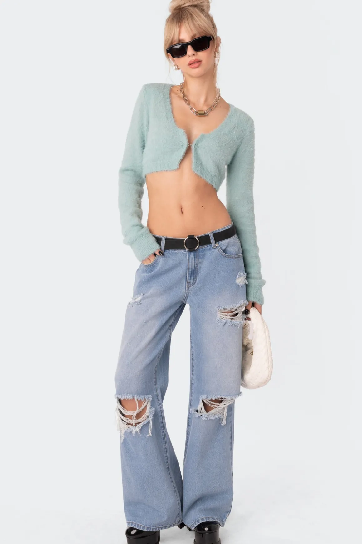 Distressed Low Rise Boyfriend Jeans
