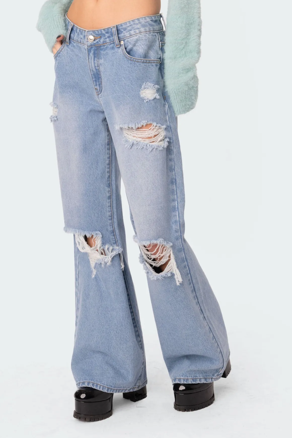 Distressed Low Rise Boyfriend Jeans