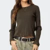 Distressed Ribbed Knit Sweater