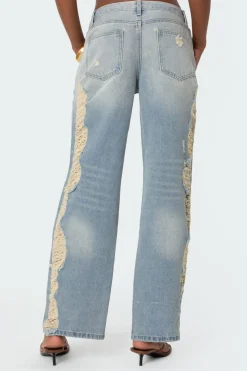 Distressed Sides Washed Jeans