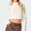 Distressed Turtle Neck Cropped Sweater