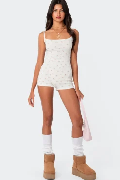 Ditsy Open Back Tie Romper