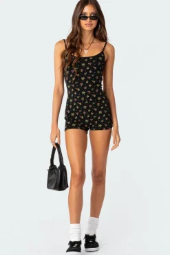 Ditsy Open Back Tie Romper