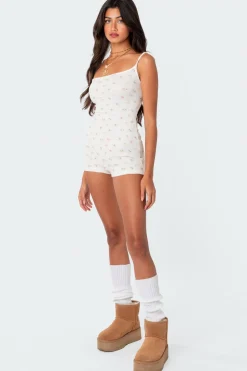 Ditsy Open Back Tie Romper