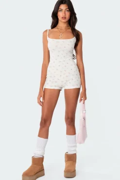 Ditsy Open Back Tie Romper