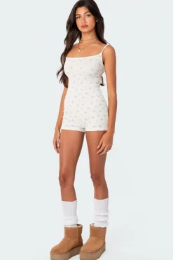 Ditsy Open Back Tie Romper