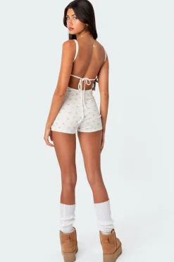 Ditsy Open Back Tie Romper