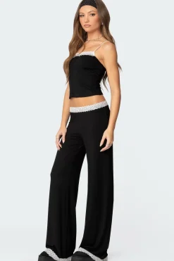Domino Contrast Lace Trim Tank Top
