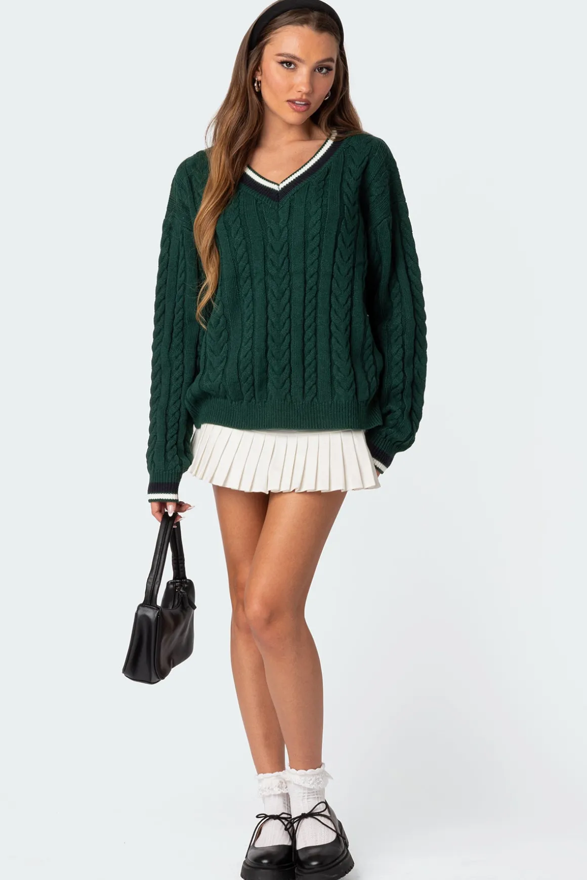 Donna Denim Pleated Mini Skort