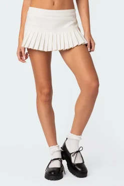 Donna Denim Pleated Mini Skort