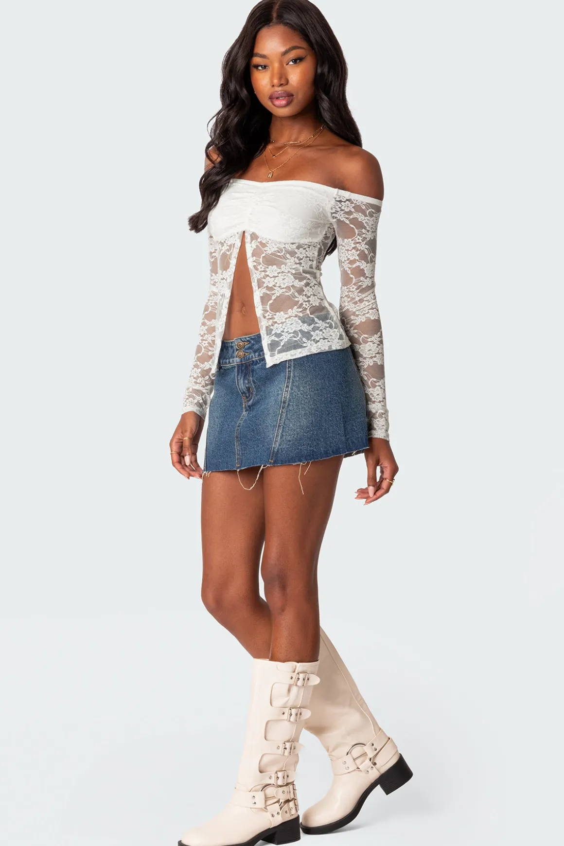 Donnie Washed Denim Mini Skirt