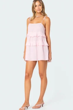 Dorothia Sheer Linen Look Mini Dress