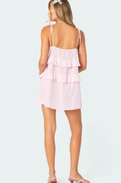 Dorothia Sheer Linen Look Mini Dress