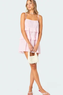 Dorothia Sheer Linen Look Mini Dress