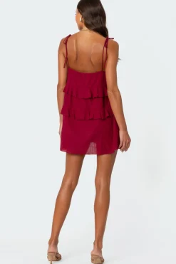 Dorothia Sheer Linen Look Mini Dress