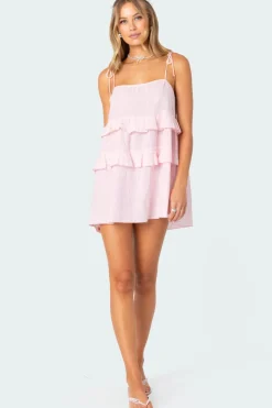 Dorothia Sheer Linen Look Mini Dress