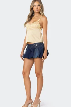 Double Belted Denim Bubble Skort