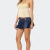 Double Belted Denim Bubble Skort