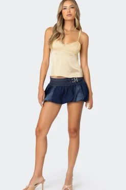 Double Belted Denim Bubble Skort