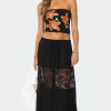 Double Tie Lace Panel Maxi Skirt