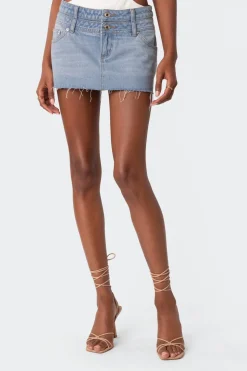 Double Waist Denim Mini Skirt