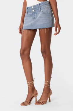 Double Waist Denim Mini Skirt