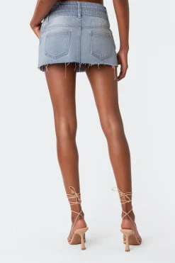 Double Waist Denim Mini Skirt