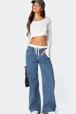 Drawstring Boxer Detail Jeans