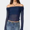 Drawstring Fold Over Sheer Top
