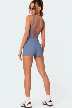 Drea Open Back Ribbed Romper