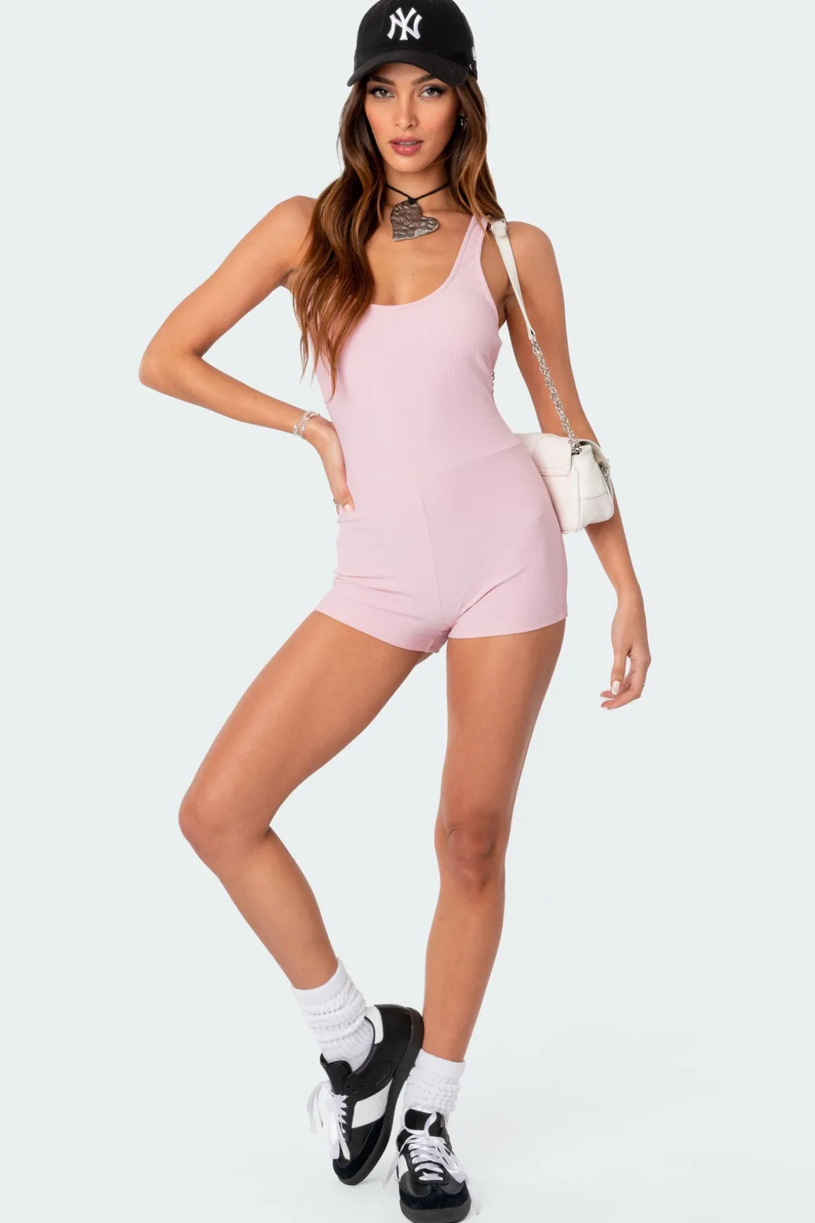 Drea Open Back Ribbed Romper