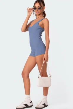 Drea Open Back Ribbed Romper