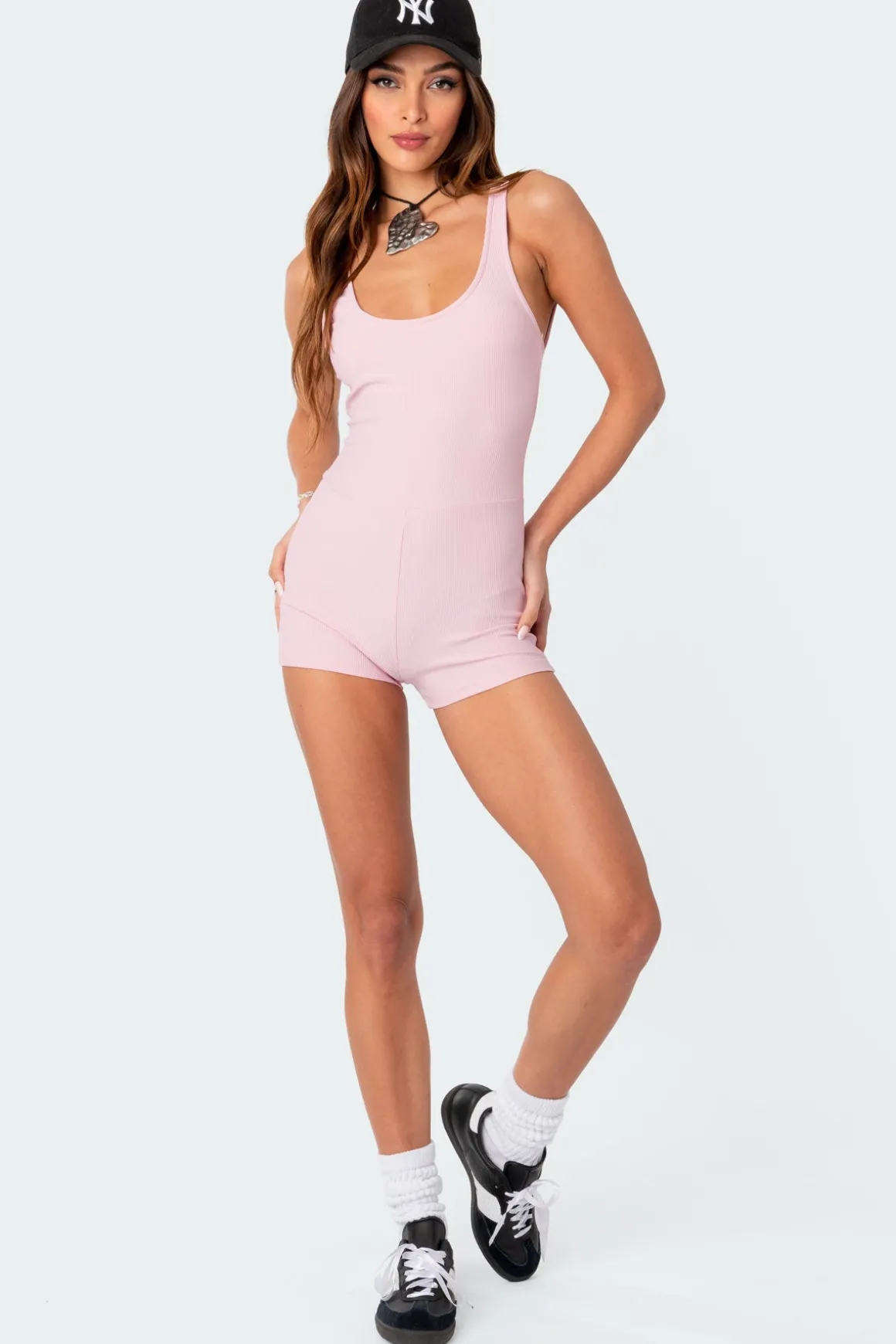 Drea Open Back Ribbed Romper