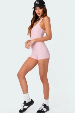 Drea Open Back Ribbed Romper