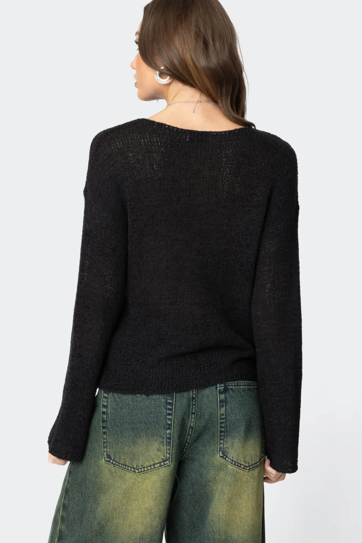 Drop Shoulder Light Knit Sweater