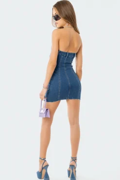 Ebony Strapless Denim Mini Dress