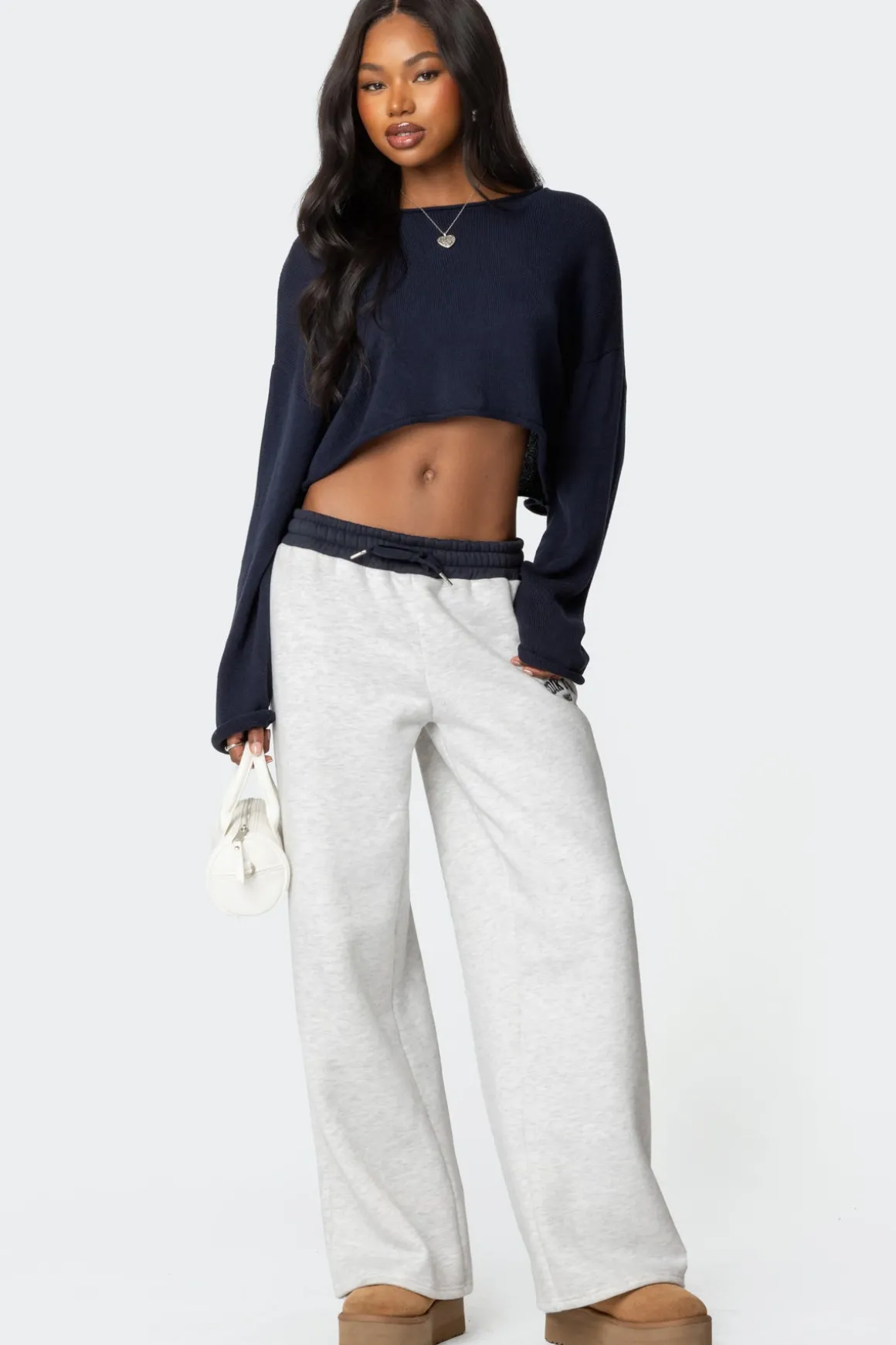Edikted Contrast Embroidered Sweatpants