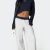 Edikted Contrast Embroidered Sweatpants