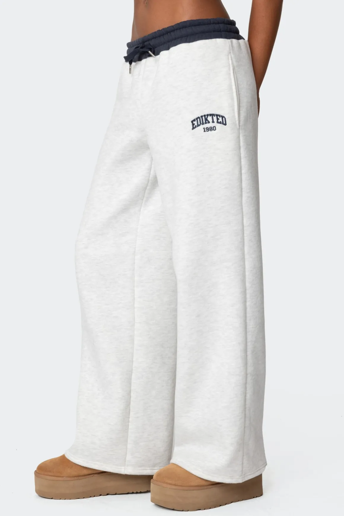 Edikted Contrast Embroidered Sweatpants