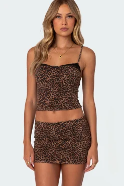 Edin Leopard Print Mesh Bra Top